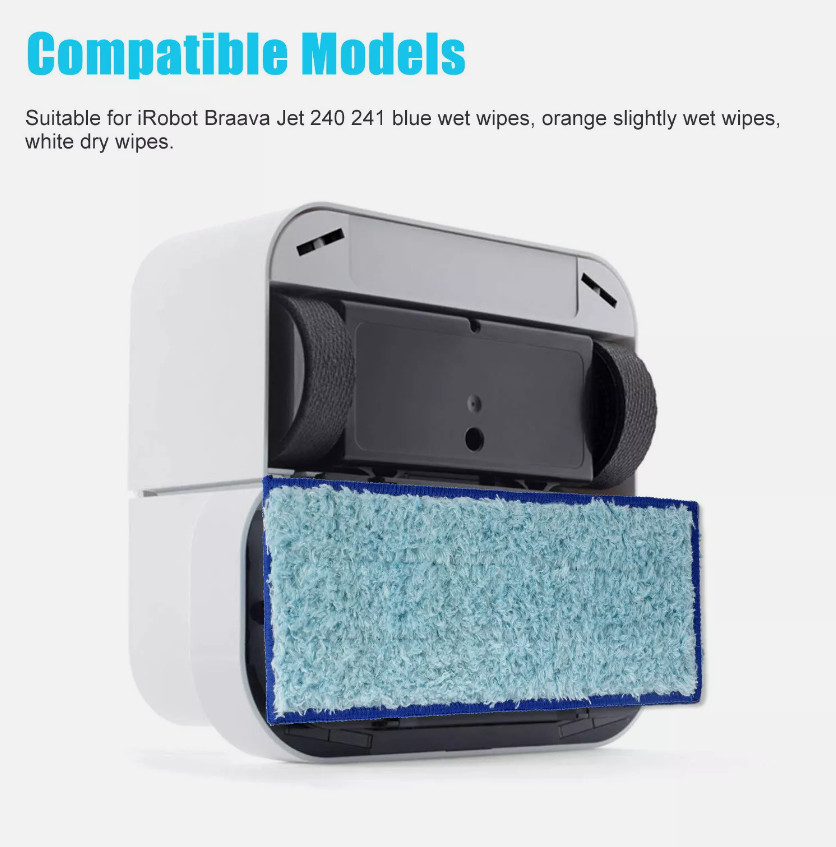 9X Washable Damp Drys Mopping Pad Reusable Cloth for iRobot Braava Jet 240 241