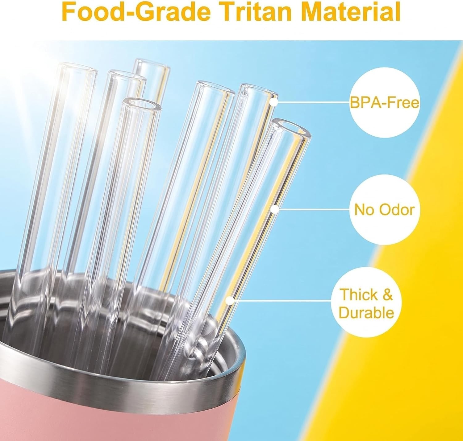 6 Pack Replacement Straws with Cleaning Brush Compatible Stanley 30 oz 40 oz