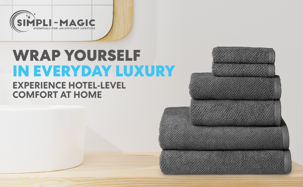 Simpli-Magic 79451 Popcorn Textured Bath Towels Set, 2 Bath Towels, 2 Hand