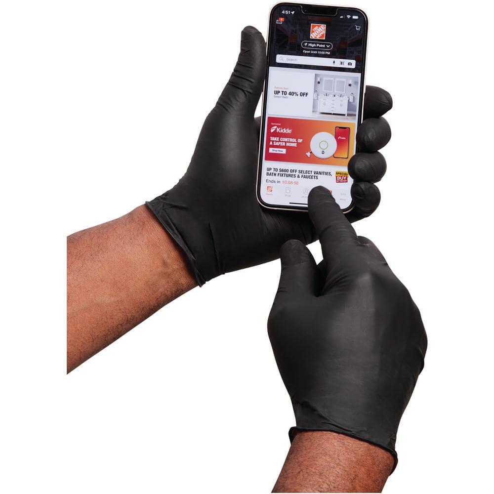 HDX Pop-N-Go Disposable Heavy Duty Nitrile Gloves 80-Count Black