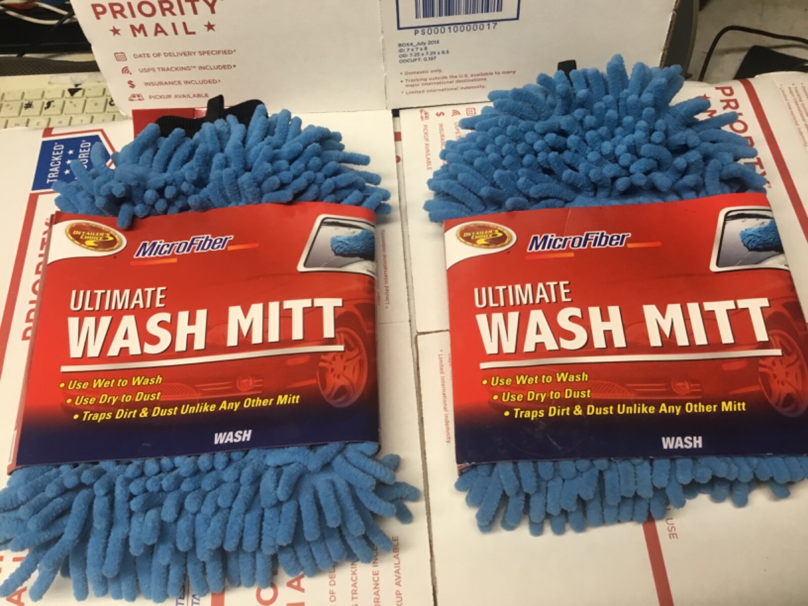 (2) Ultimate Chenille Microfiber Cloth Sponge Car wash Mitts Wet or Dry Polish