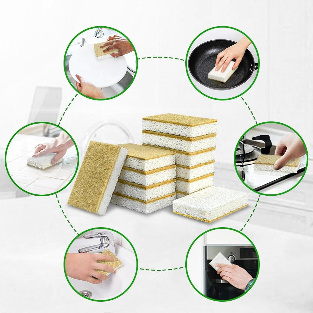 Natural Kitchen Sponge Compostable Kitchen Sponges Cellulose and Coconut Scrubbe