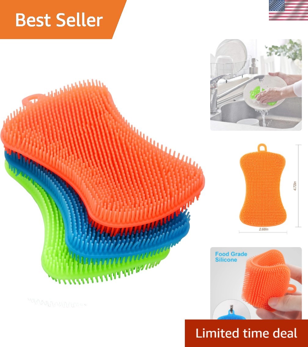 3PCS Silicone Dish Sponges, Super Food-Grade Silicone Sponges, Multi-Purpose …