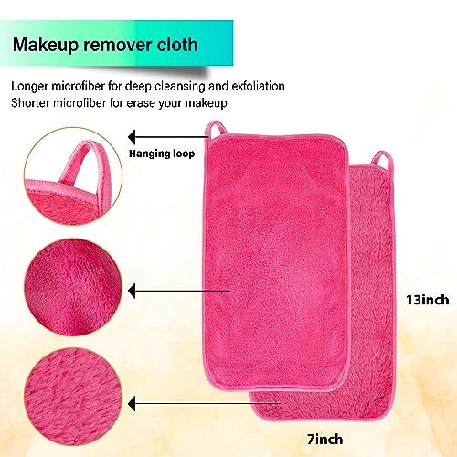 Makeup Remover Cloths, 8 Packs 1 Count (Pack of 8) Pink/Blue/Green/Purple
