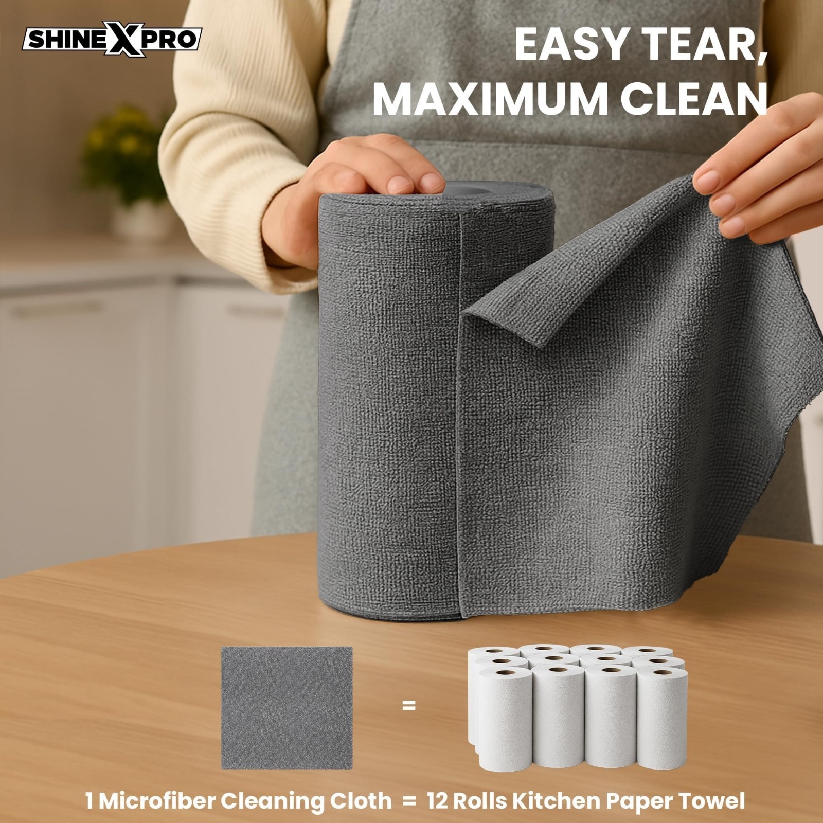 Microfiber Cleaning Cloth Roll 25×25 CM Reusable Washable Lint Free 20 Sheets