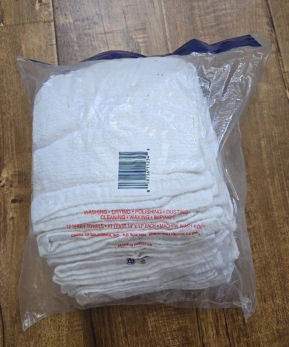 DARRA Terry Towels-White 14×17 All-Purpose 100% Cotton 12 PACK