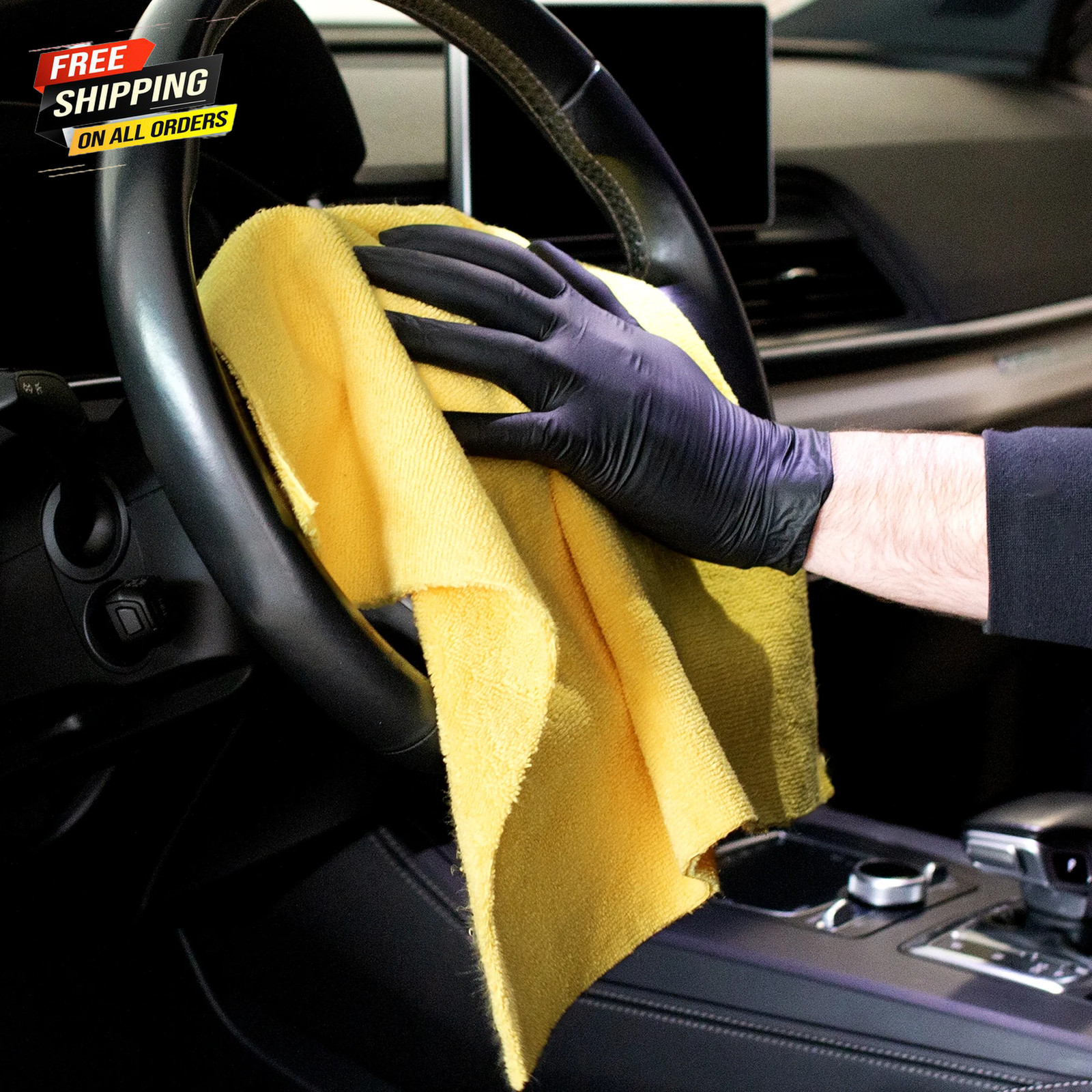 (2 Pack) Heavy Duty Multi-Purpose Microfiber Detailing Towel, 40 Pack, Yellow