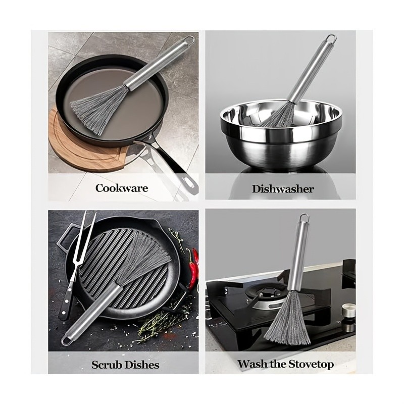 304 Stainless Steel Pot Brush Cleaning Brush Multi-functional Kitchen Wire Brush