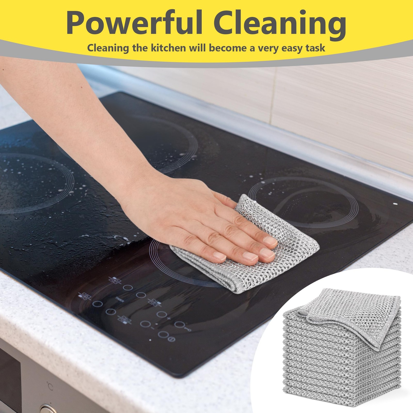 Double-Layer Multipurpose Wire Dishwashing Rag, Non Scratch Wire Dishcloth, S…