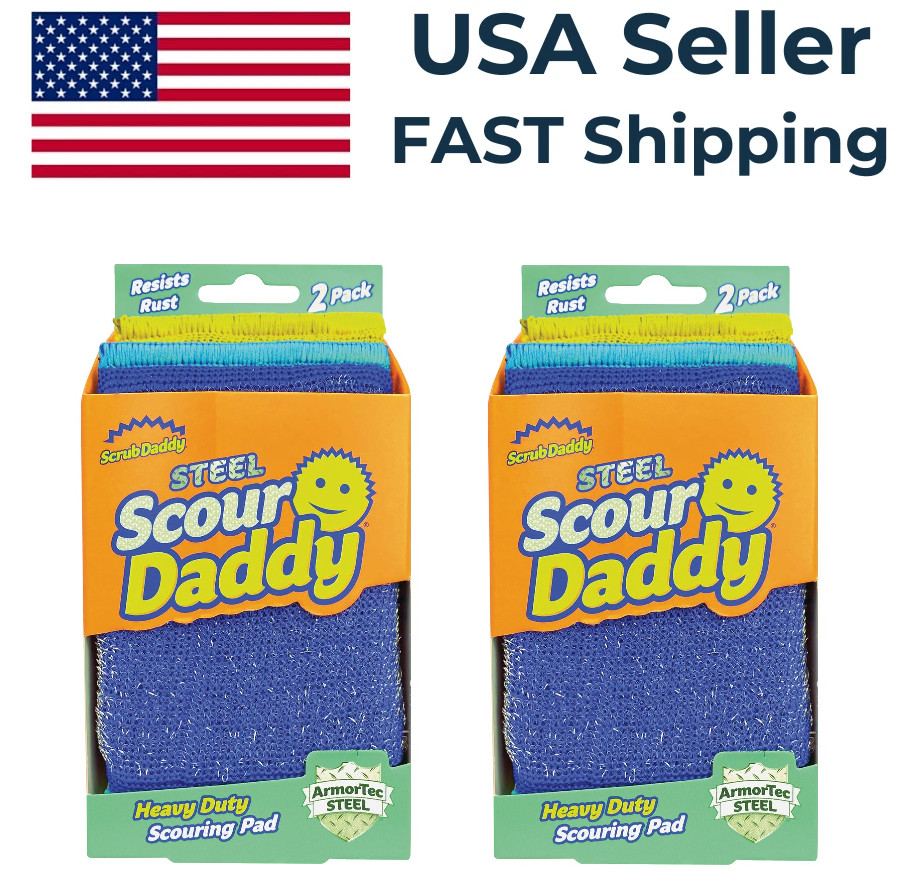 2 Pack – Scrub Daddy Stainless Steel Scour Daddy Heavy Duty Scouring Pad
