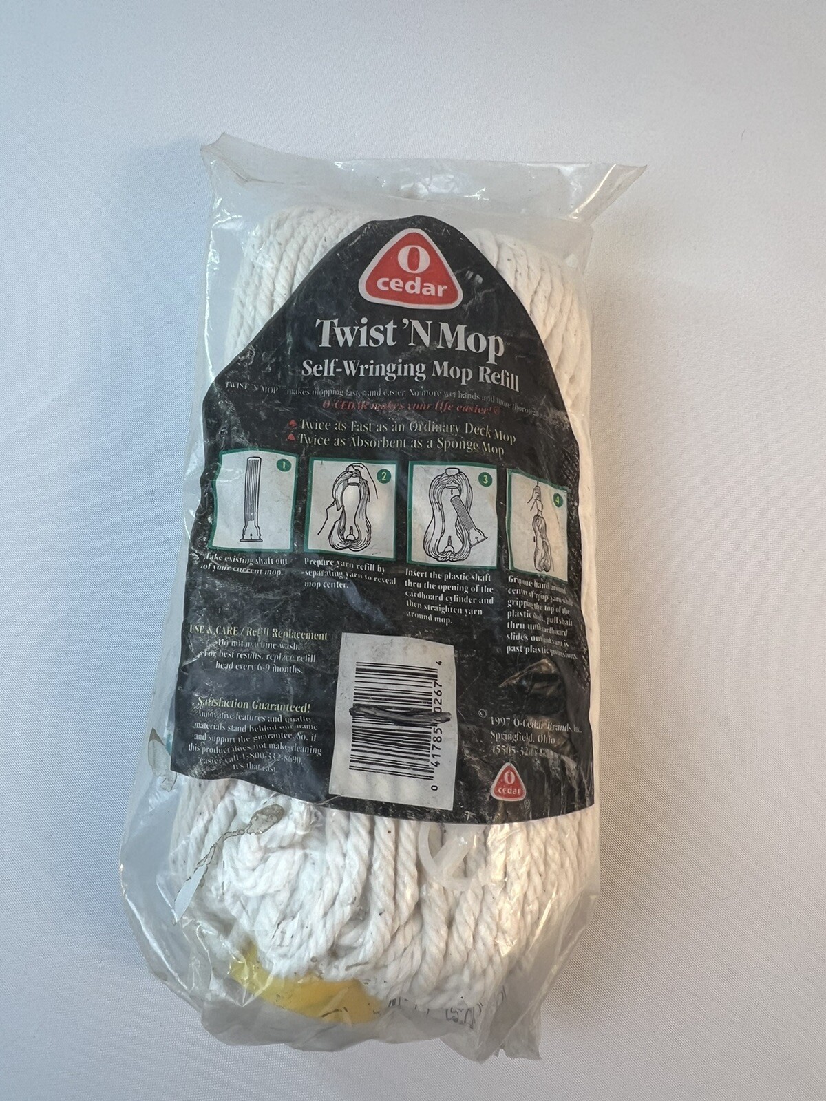 O Cedar Vtg Twist ‘N Mop #267 Refill Replacement Self Wringing Cotton Yarn 1997