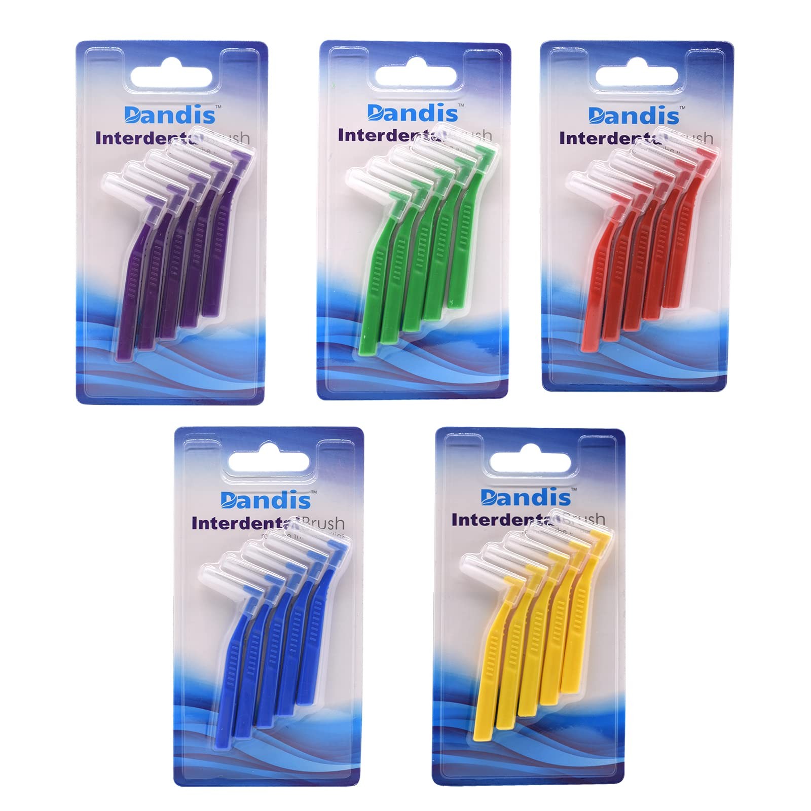 Angzhili 25 Pcs Interdental Angle Brushes, 5 Count (Pack of 5), Multi-colored