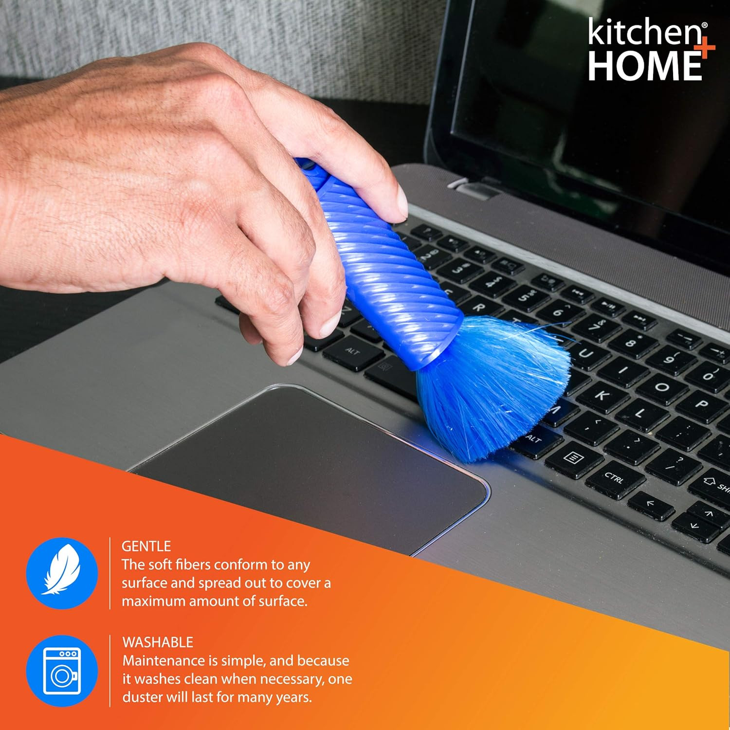 Kitchen + Home Compact Static Duster – 6.5″ Inch Travel Duster with Carry Case –