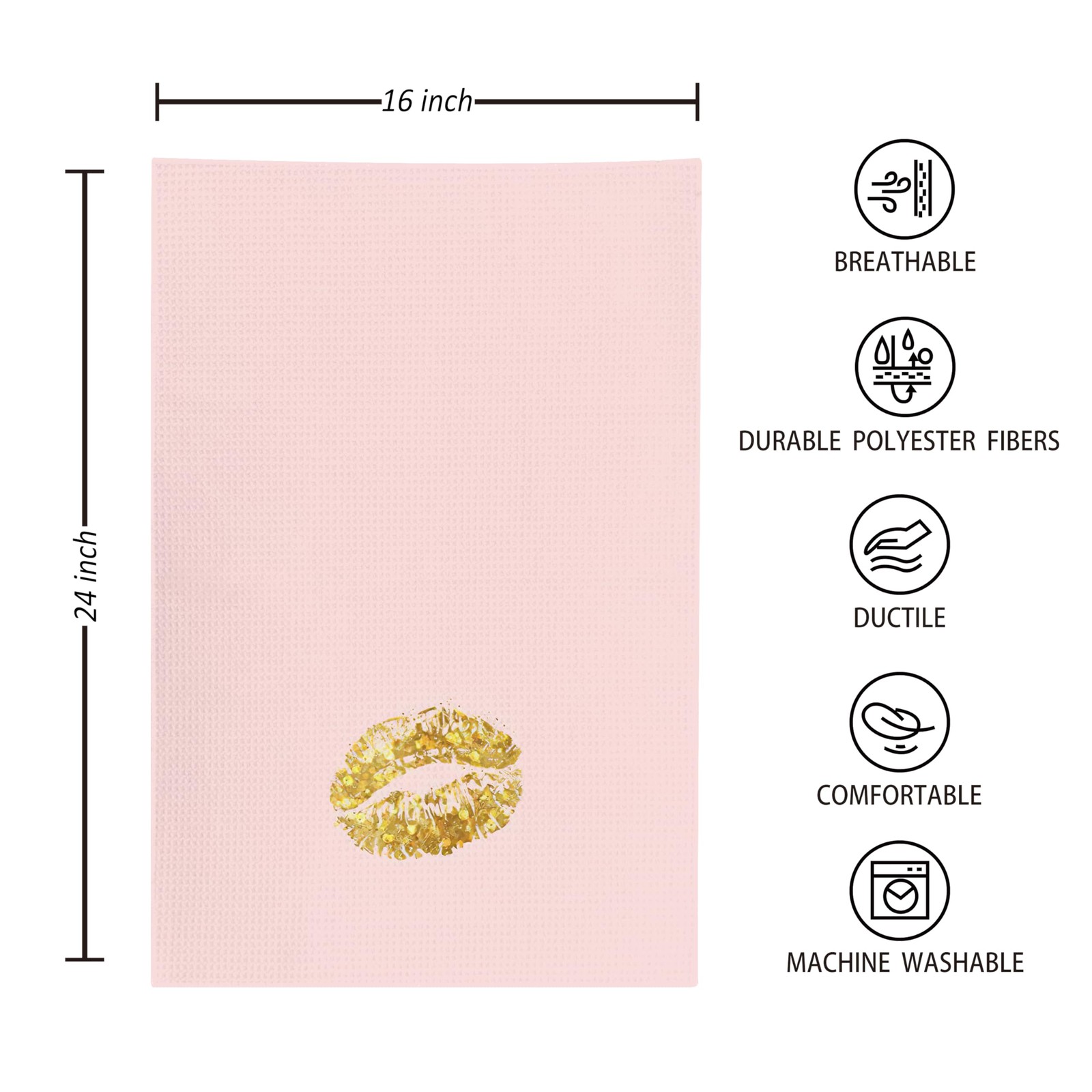 4 PCS Hand Towels Bathroom Blush Pink Gold Inspirational Hustle 16×24 Inch