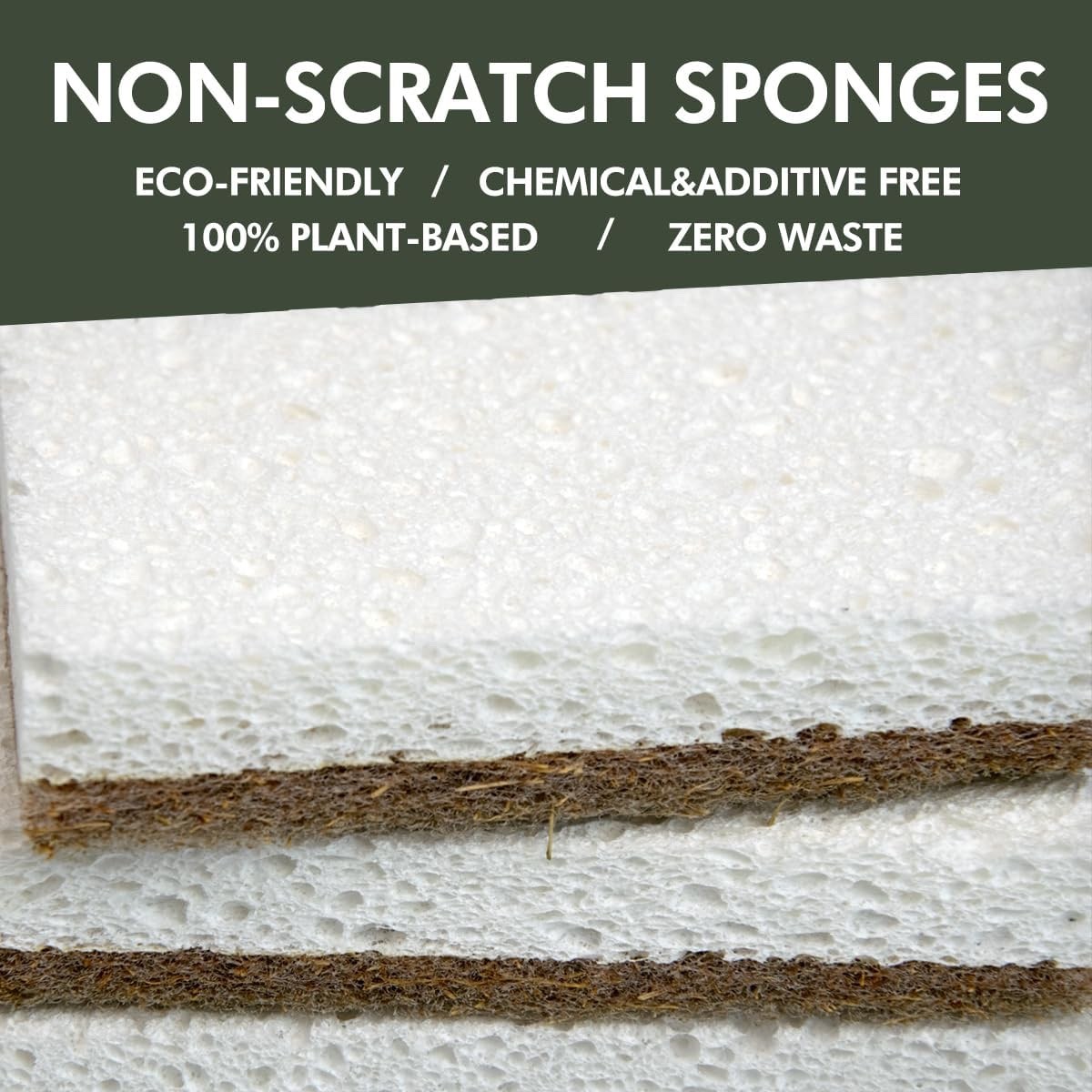 CELOX 12 Pack Coconut Fiber Biodegradable Sponges, Non Scratch Kitchen Cleani…