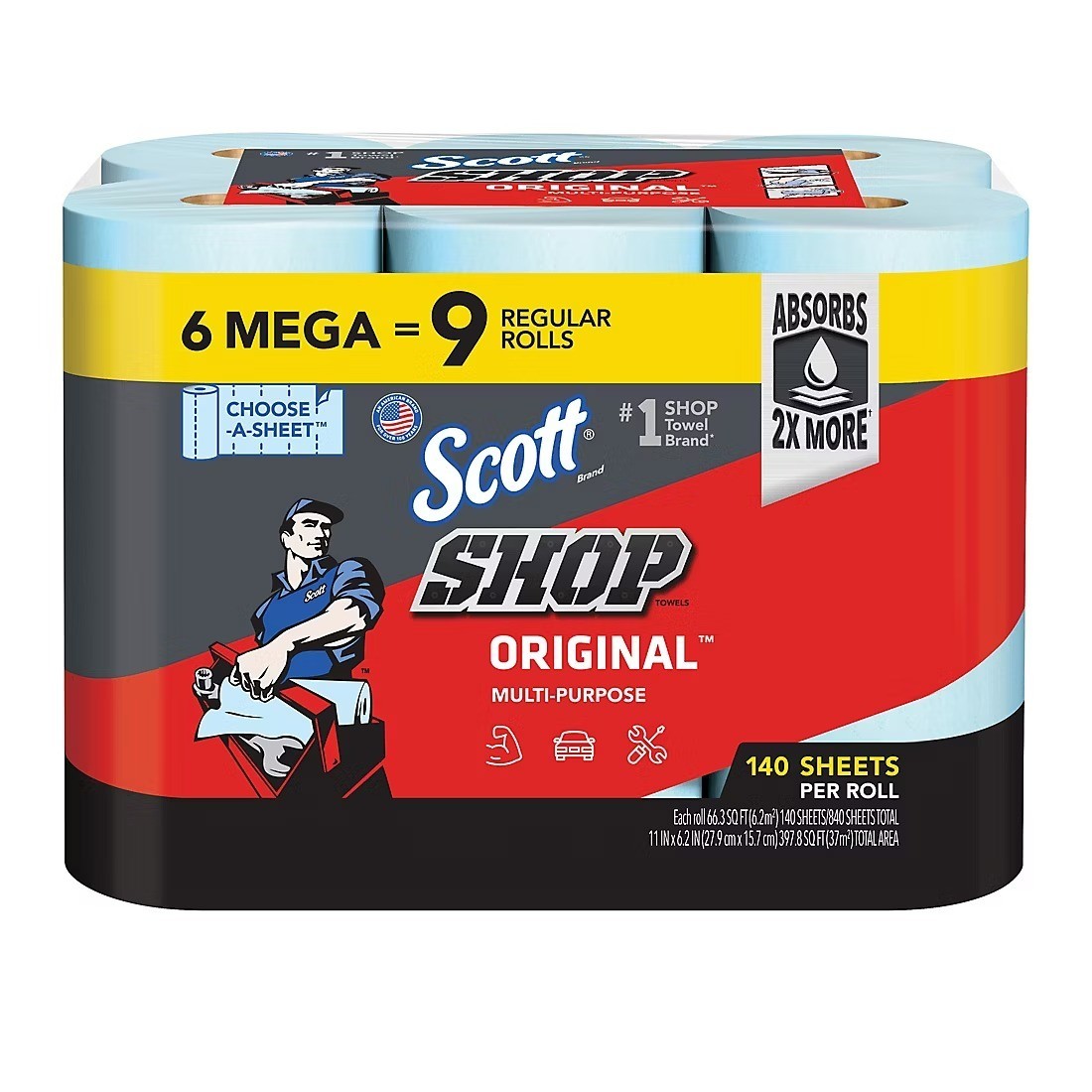 Scott Shop Towels Blue Original Multi Purpose Paper Towel 840 Sheets 6 Mega Roll