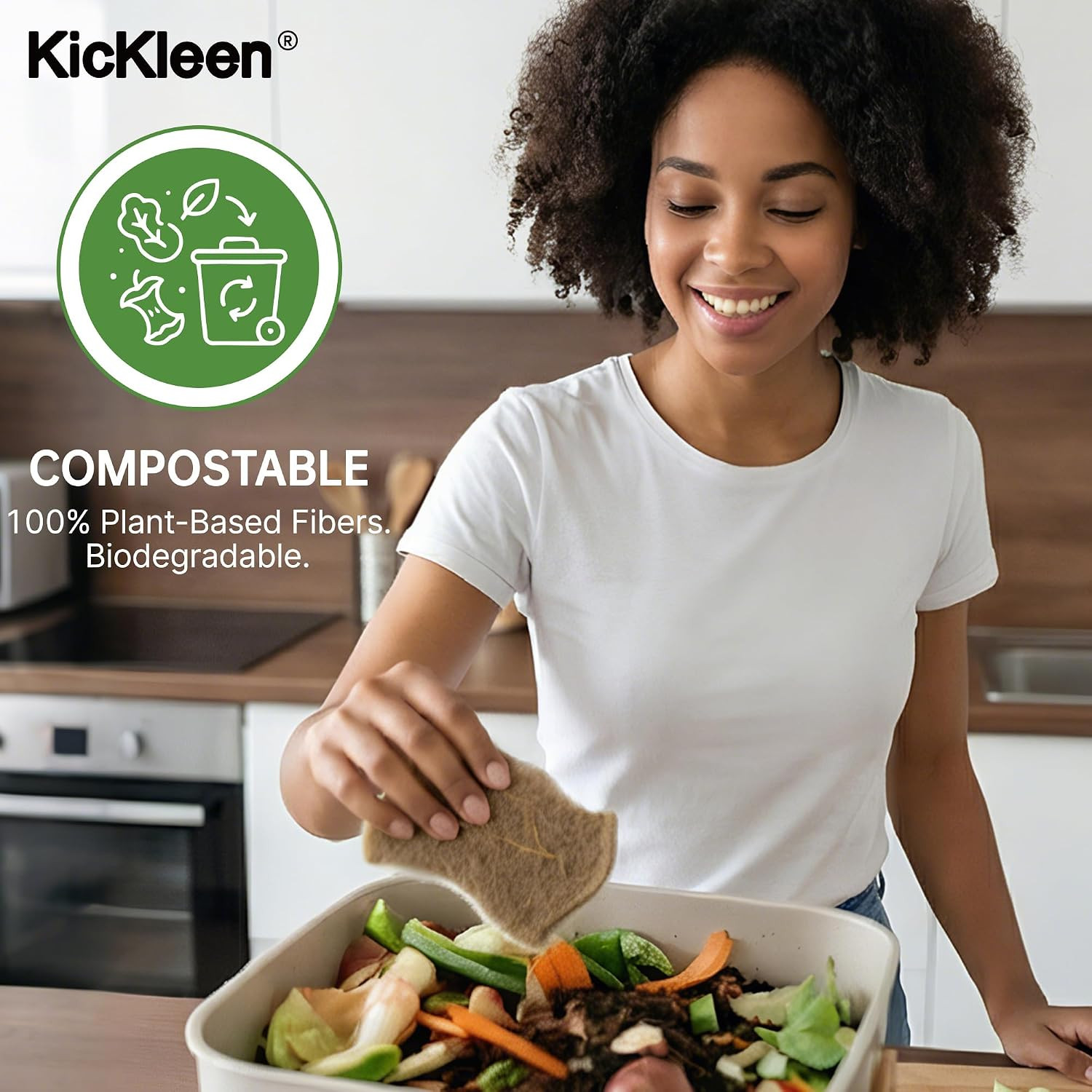 9 Pack Kickleen Biodegradable Natural Kitchen Sponges – Compostable Cellulose