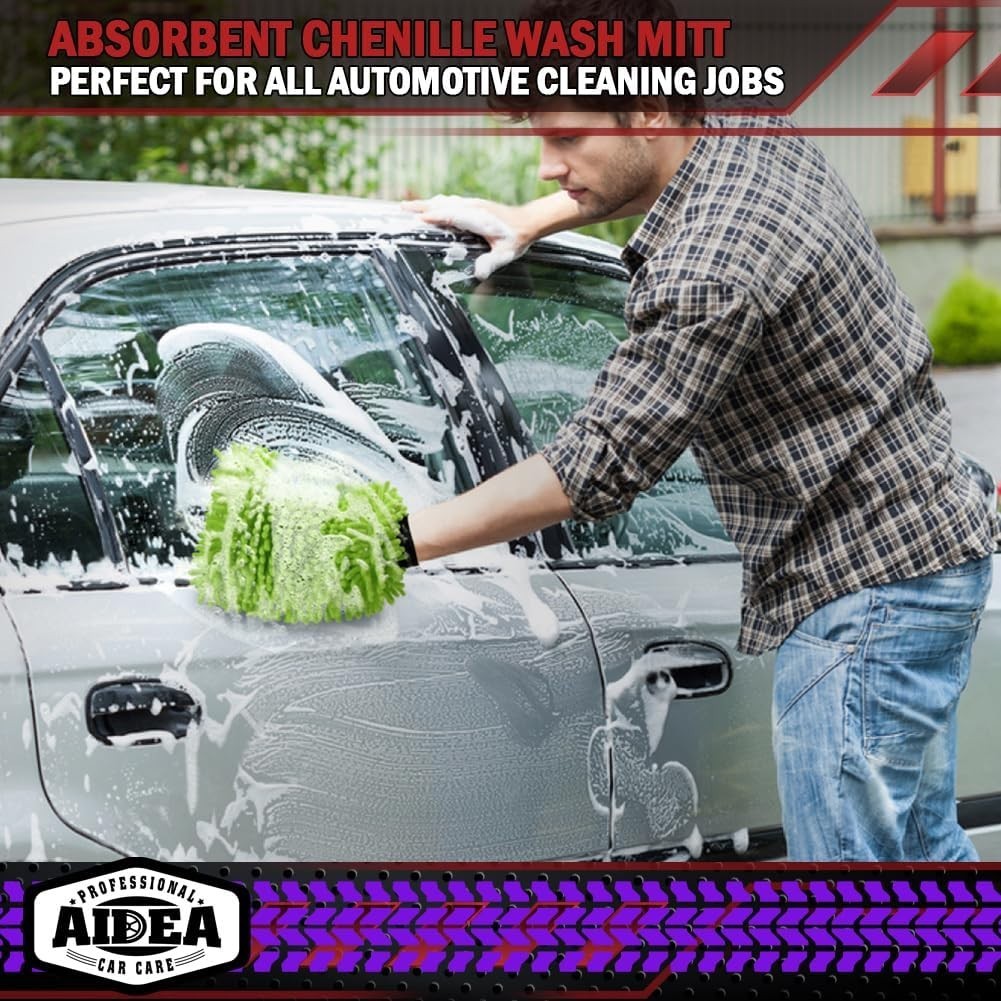 2-Pack Microfiber Car Wash Mitts – Extra Plush, Lint-Free & Scratch-Free, Green