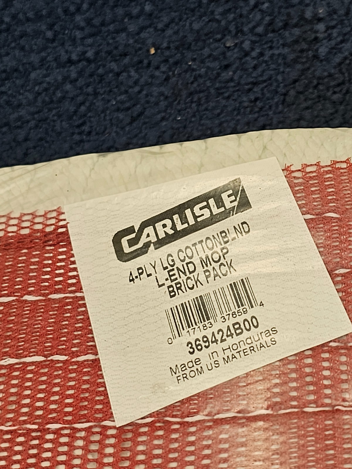 (QTY 16) Carlisle 369424B00 4-Ply Cotton Blend Looped End Replacement Mop Head