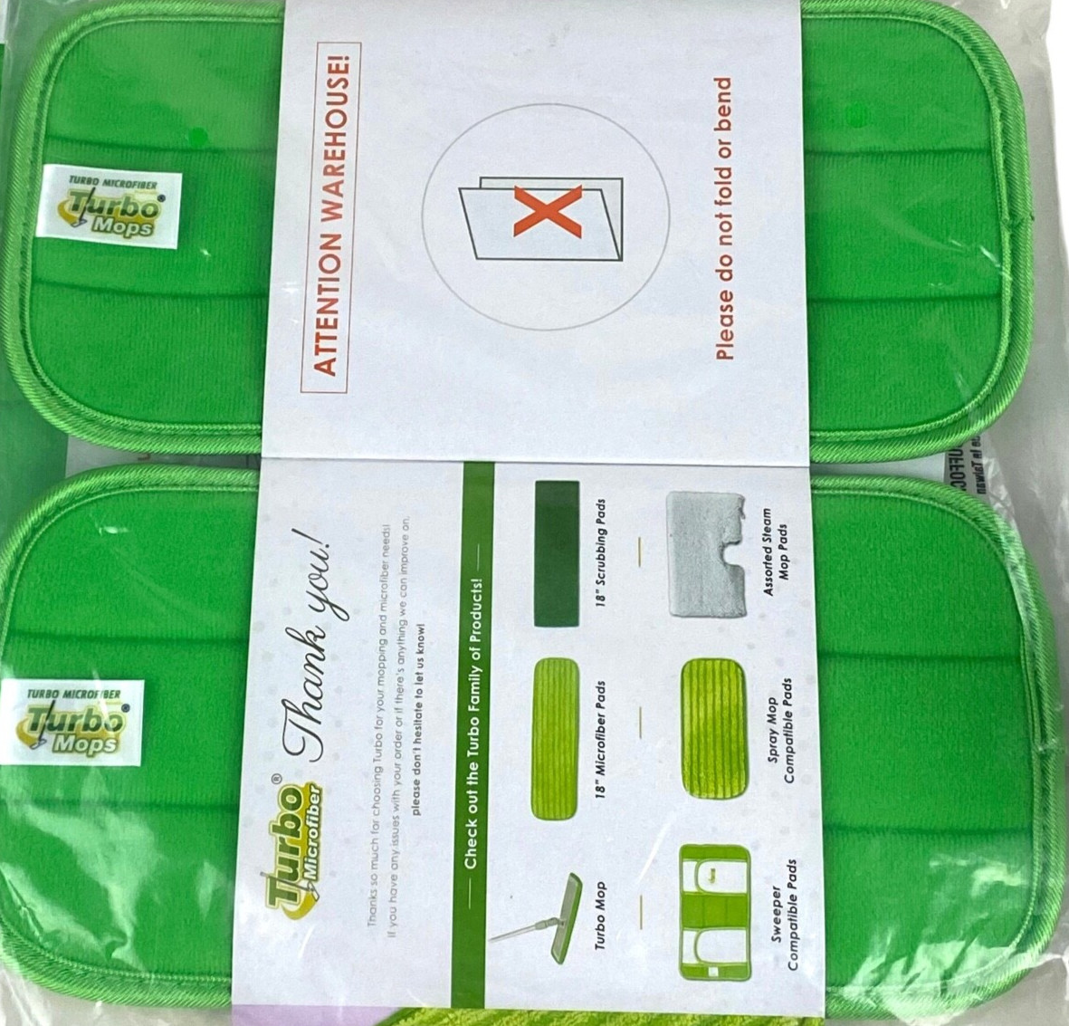 Turbo Microfiber Green Reusable Washable Mop Pads 2-Count