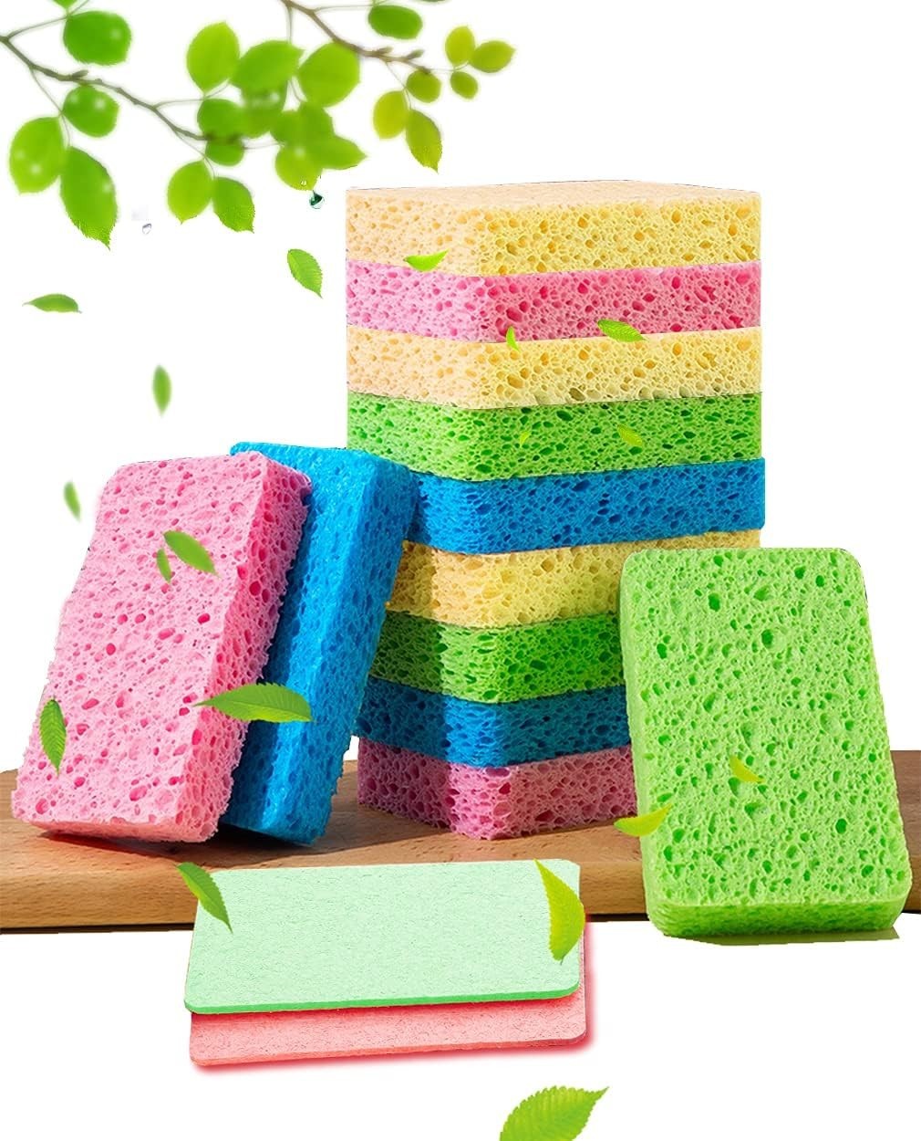 METUUTER Kitchen Sponges 12 Pack Natural Cellulose for Non Scratch Cleaning |