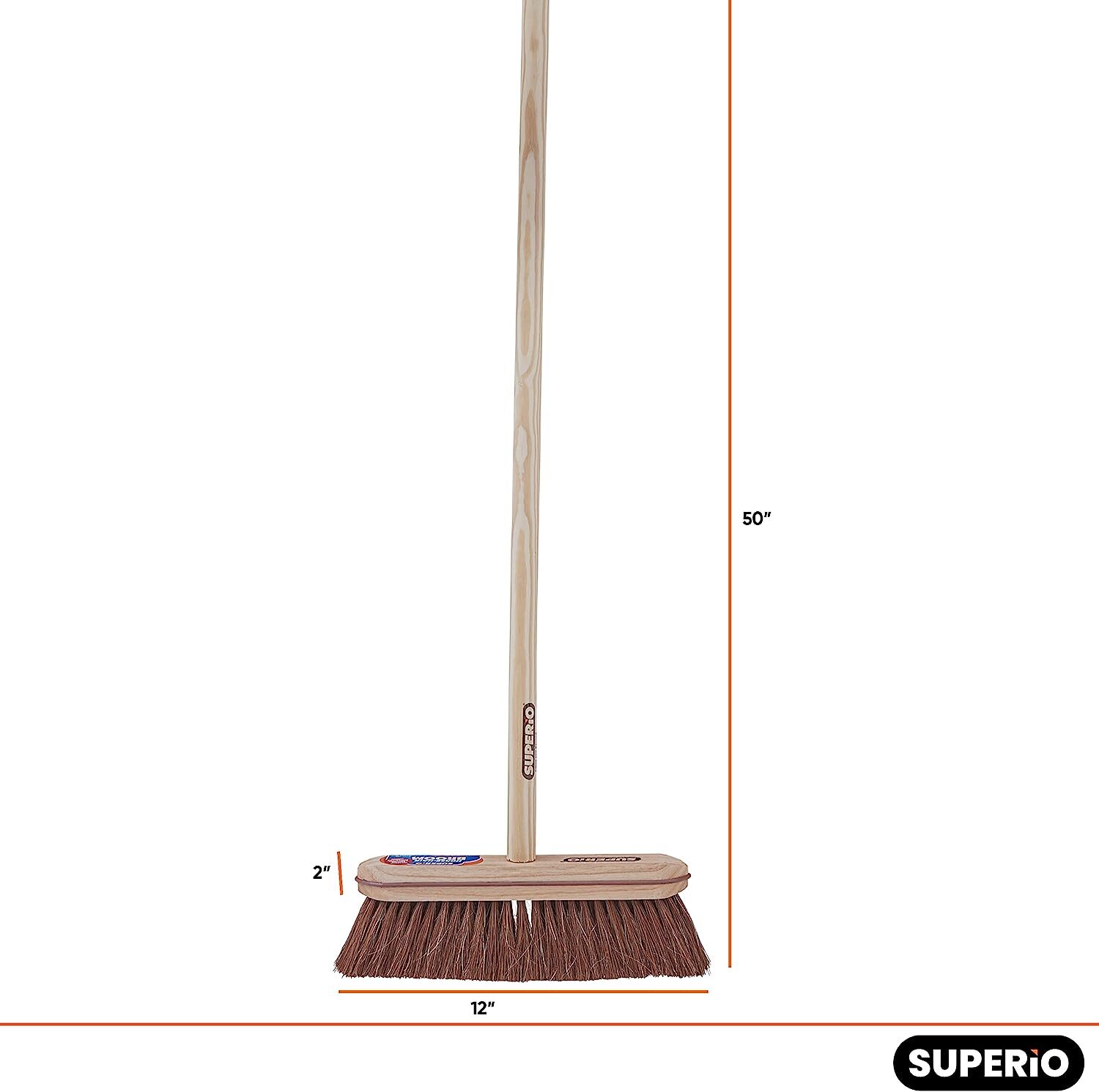 Superio Kitchen and Home Horsehair Broom With Wood Handle, Fine Premium Bristles