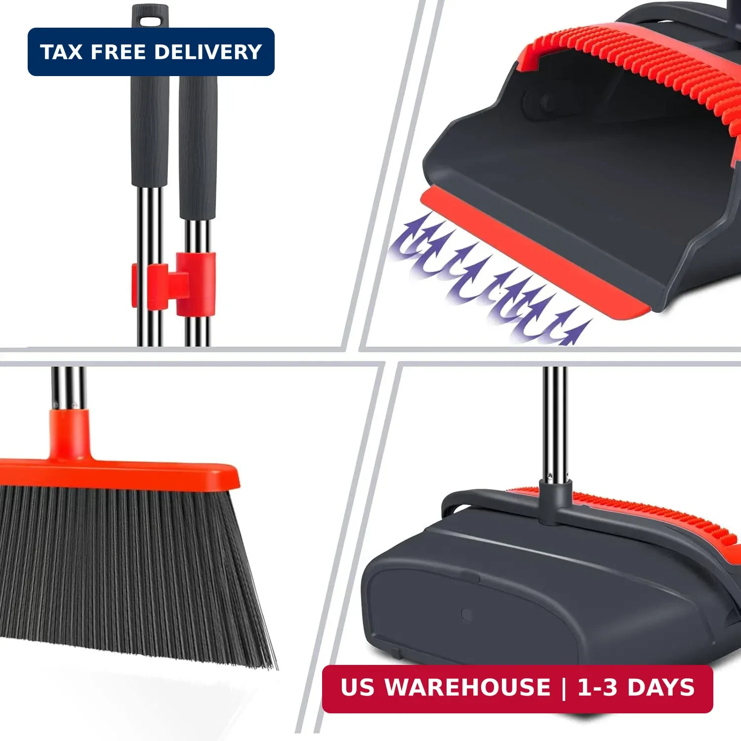 Upgrade Broom and Dustpan Set, Broom with Dustpan Combo Set, Large Size and with