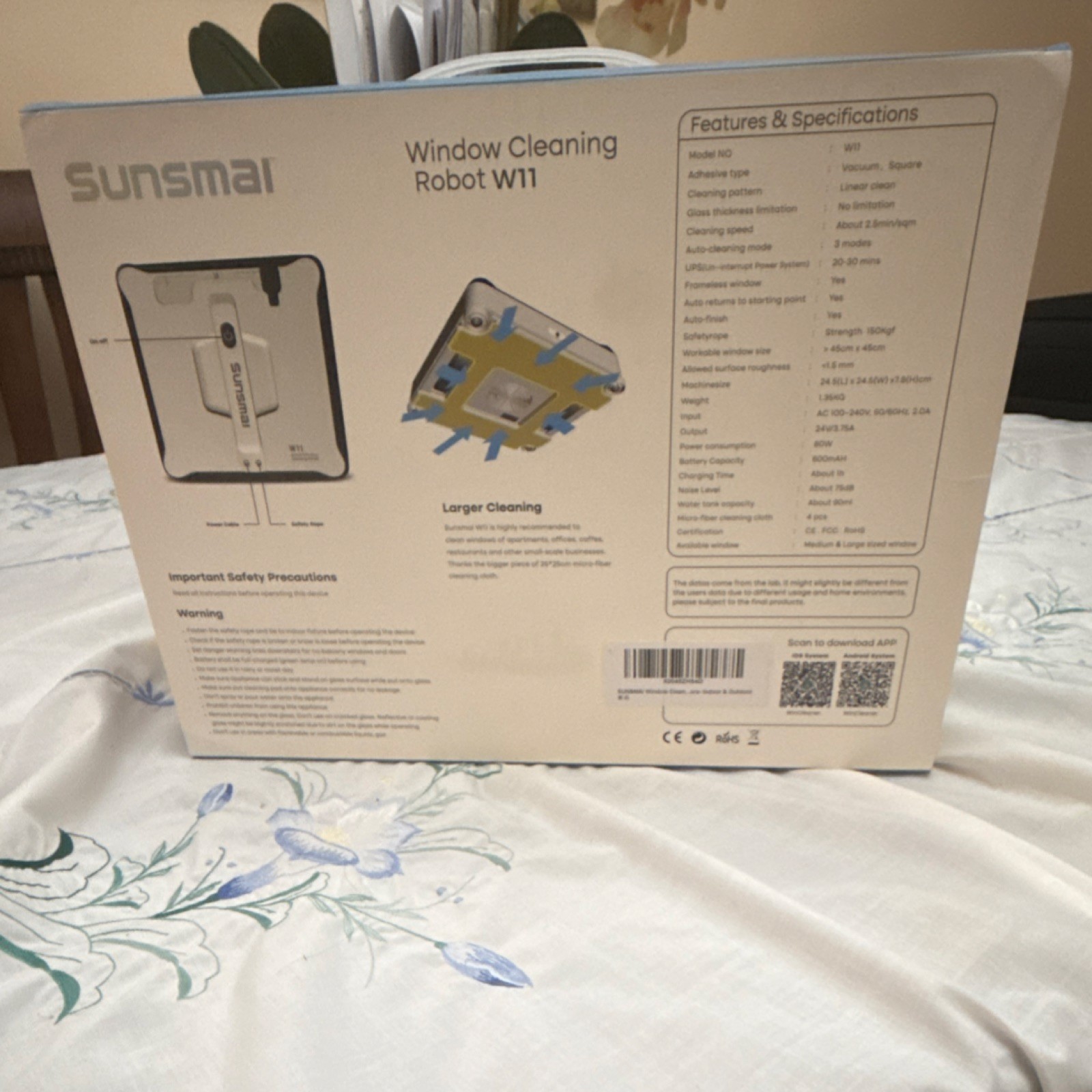 Sunsmai Window Cleaning Robot W11 AI Technology Strong Suction Corded Electric