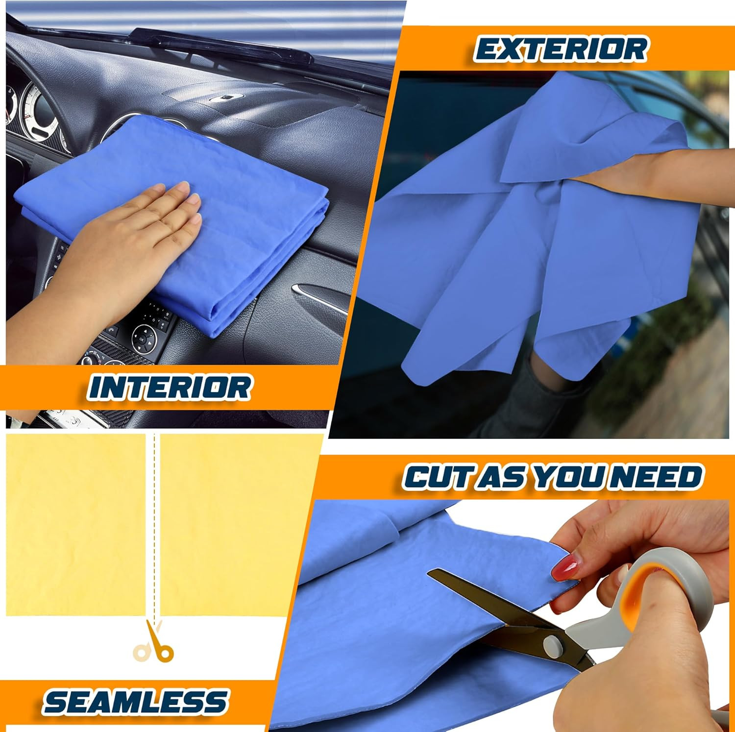 Premium Absorbent Car Drying Towel, 2 Pack 26”X17” Super Soft Shammy Towel for