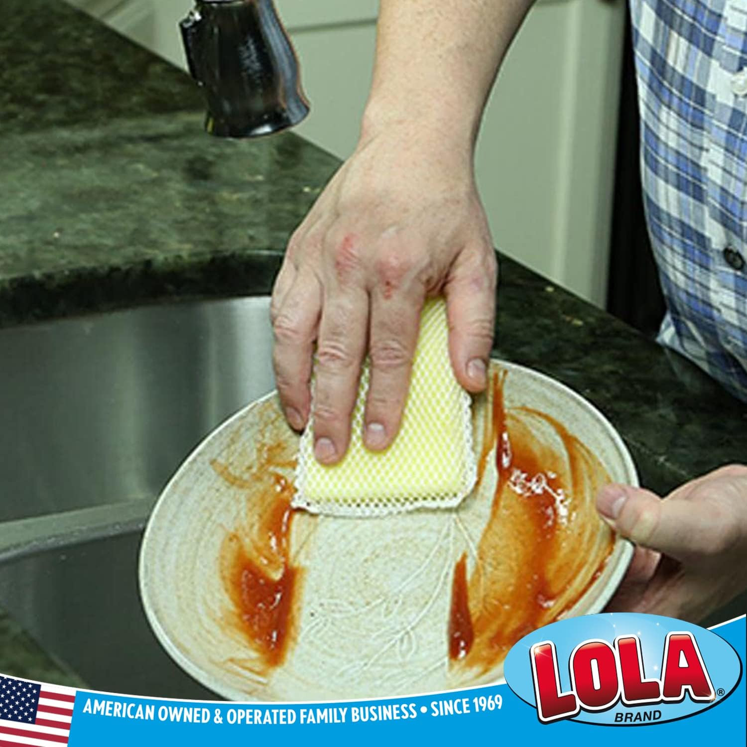 LOLA Nylon Netting Sponge Cleaning Scrubber Pad, 12 Pack, Non Scratch, Safe on N