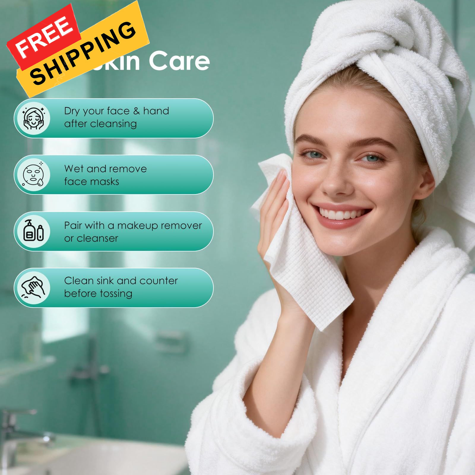 SDIW Face Towels 10″×12″, XL Disposable Facial 50 Count (Pack of 1), White