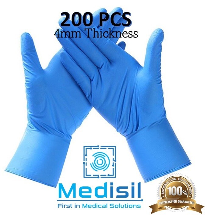 MediSil Disposable Nitrile Gloves 4mm Thickness Powder Free & Latex Free 200pack