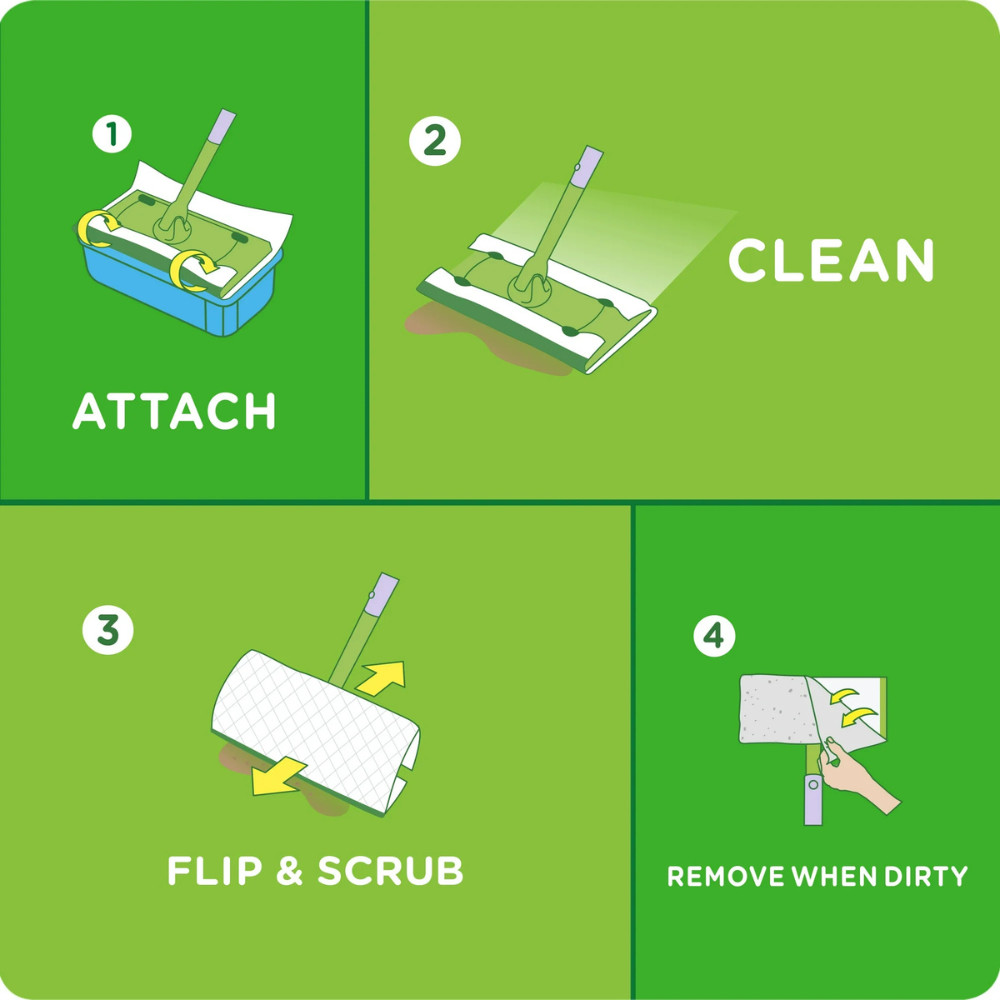 Swiffer Sweep + Mop, Wet Pads Refill, Cleaning Cloths, Lavender, 24 Count