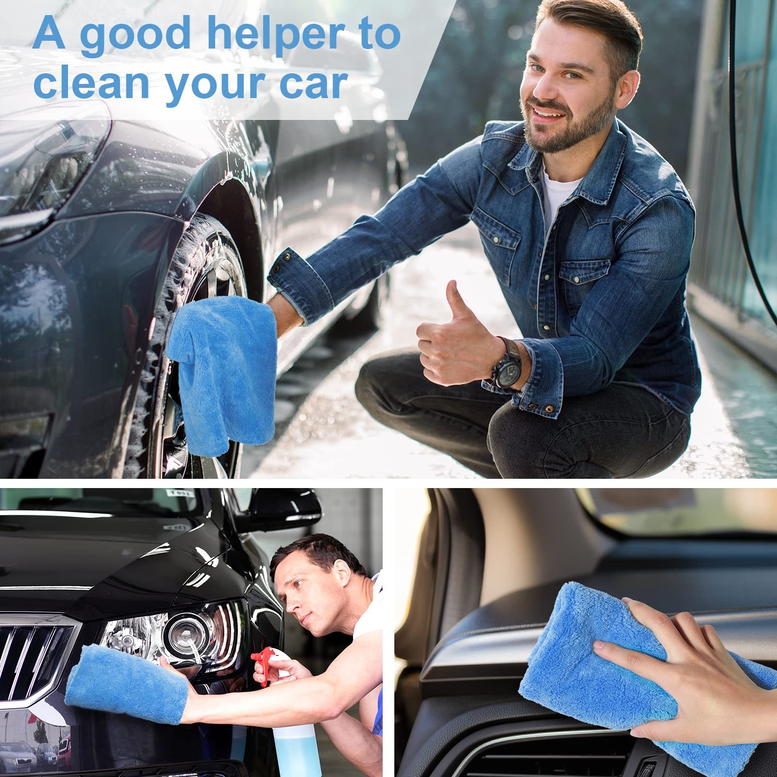 30 Pcs 16 × 16 Inch Microfiber Towels for Cars, 500 GSM Edgeless Plush Car De…