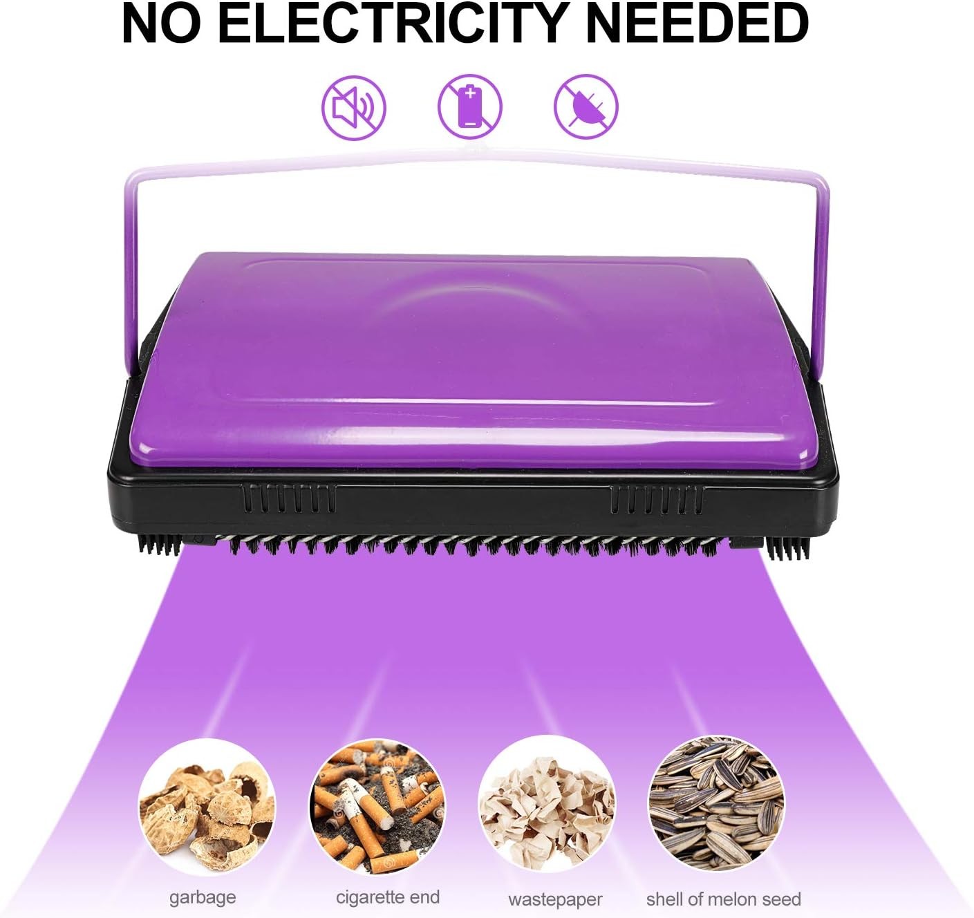 Yocada Carpet Sweeper for Low Carpets, Rugs, Pet Hair, Dust, Hand-Operated