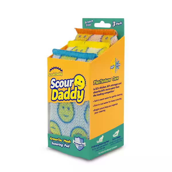 Scratch Free Scouring Pads 3 Pack Heavy Duty Kitchen Cleaning Scrub Pads