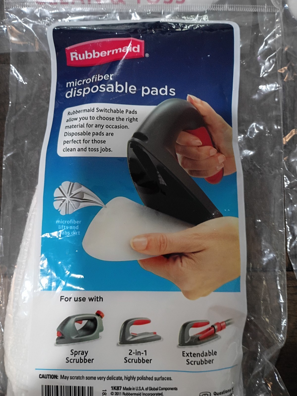Rubbermaid Microfiber Disposable Pads (4) 6 Count Package Switchable Scrubber