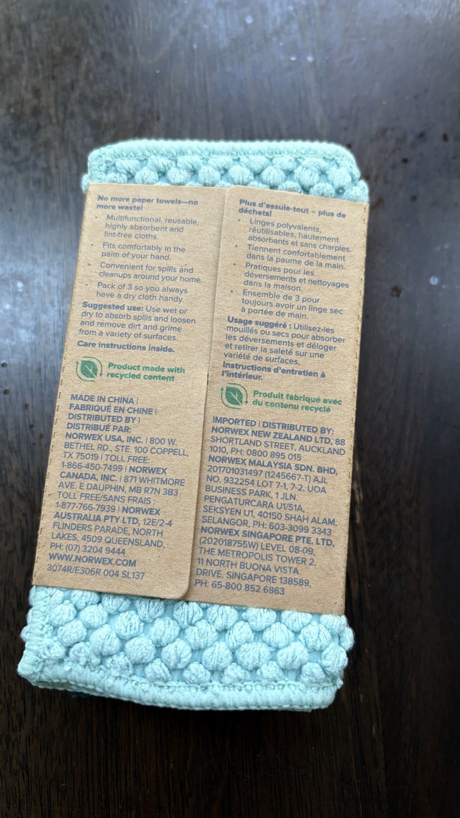 NEW Norwex Counter Cloths Set of 3: Sea Mist, Navy, & Teal