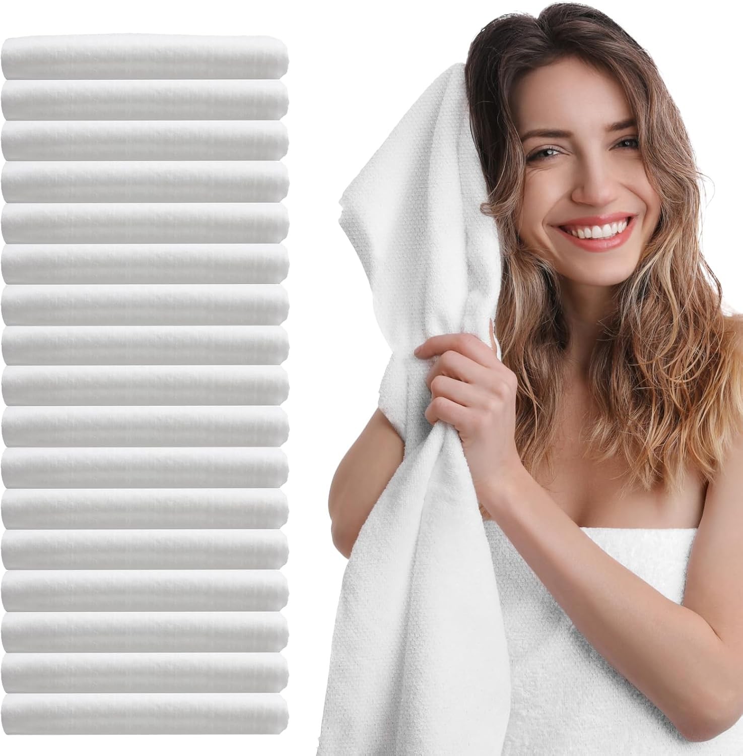 100Pcs Disposable Bath Hair Towels, Pure Cotton Absorbent Large Luxury Tissues,