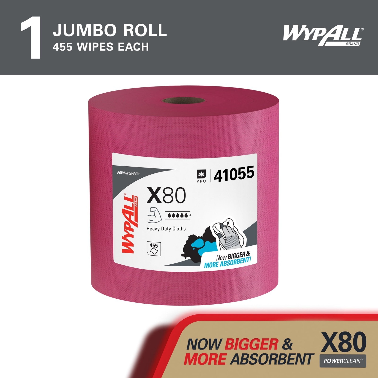 2-PACK KIMBERLY CLARK WYPALL X80 WIPERS SHOP TOWELS CLEANING RAGS 41055 RED