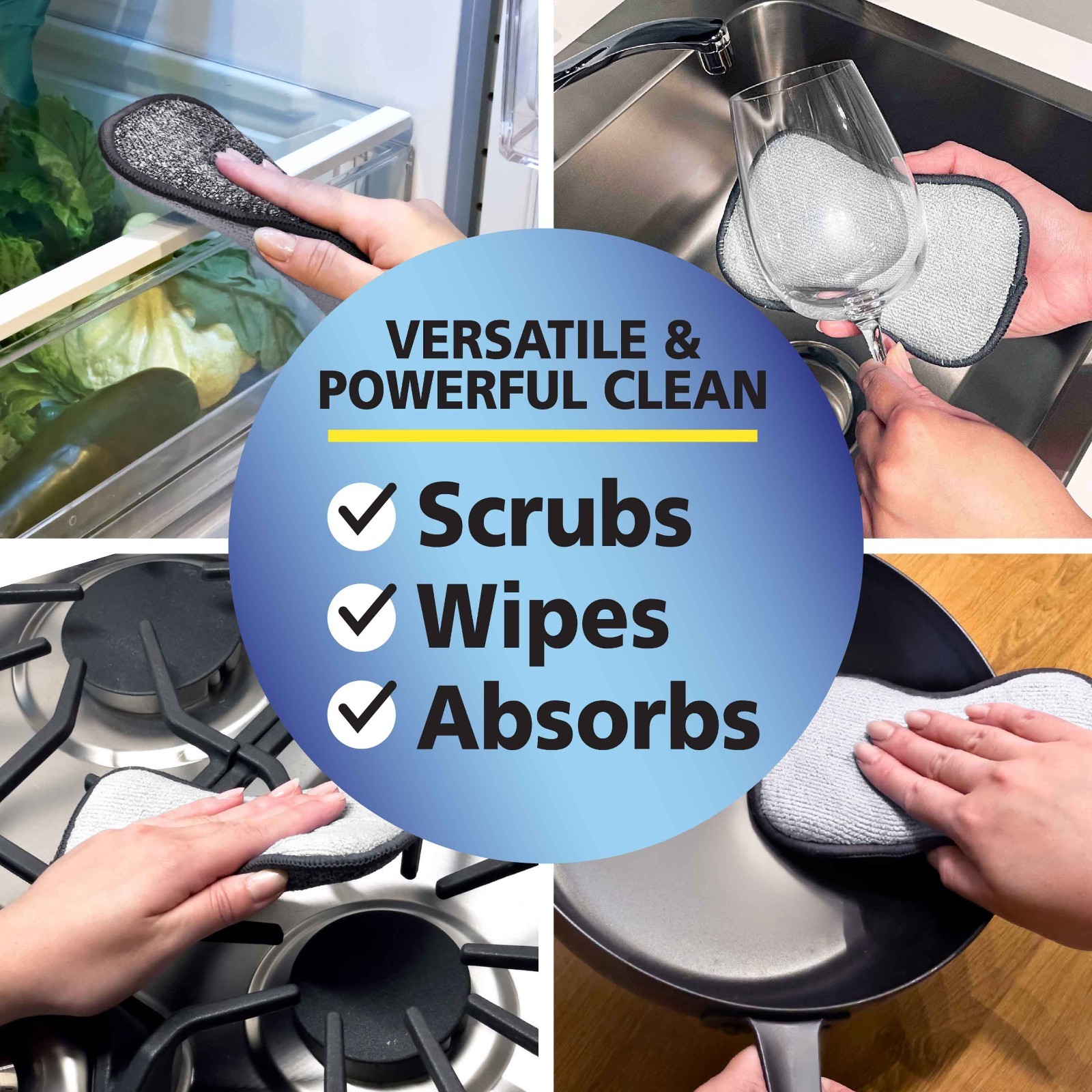 Tuff-Scrub Fresh™ Antimicrobial Charcoal Scrub ‘N’ Wipe Pads, Fresh New 6 Pads