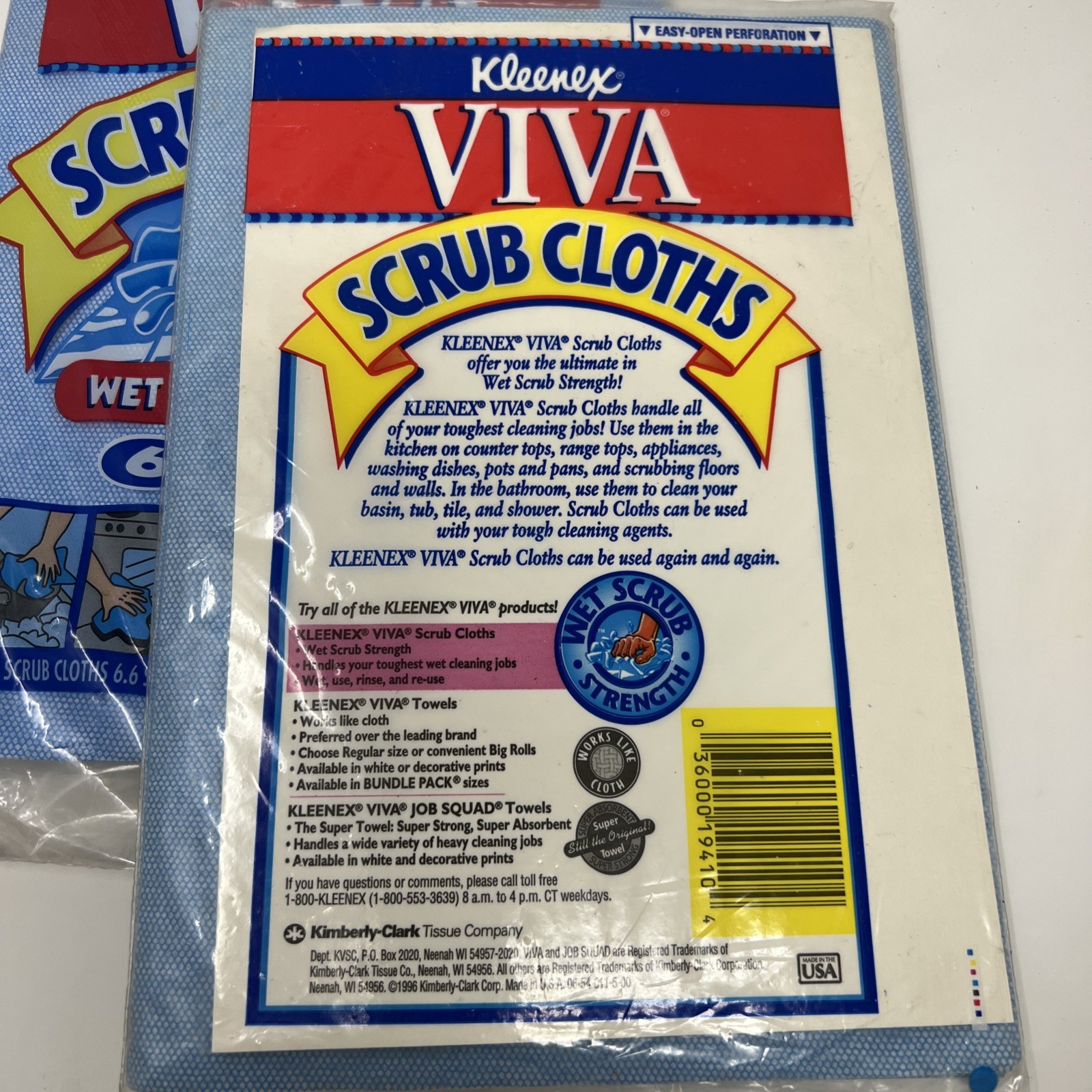 Kleenex VIVA Reusable Scrub Cloths 6 Pack 1996 Made In USA Lot Of 2