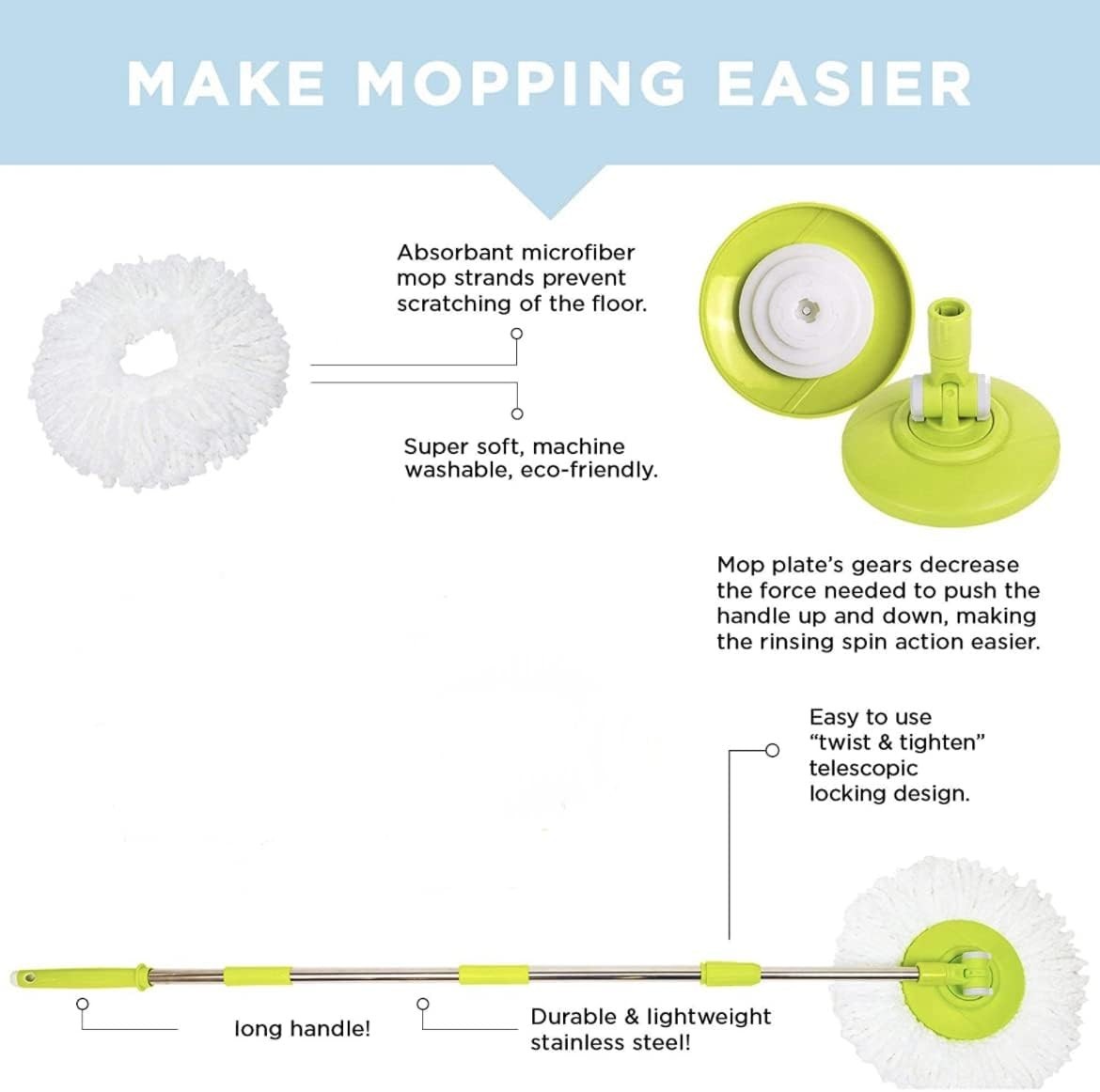 Simpli-Magic Deluxe Stainless Steel Rolling Spin Mop System Replacement