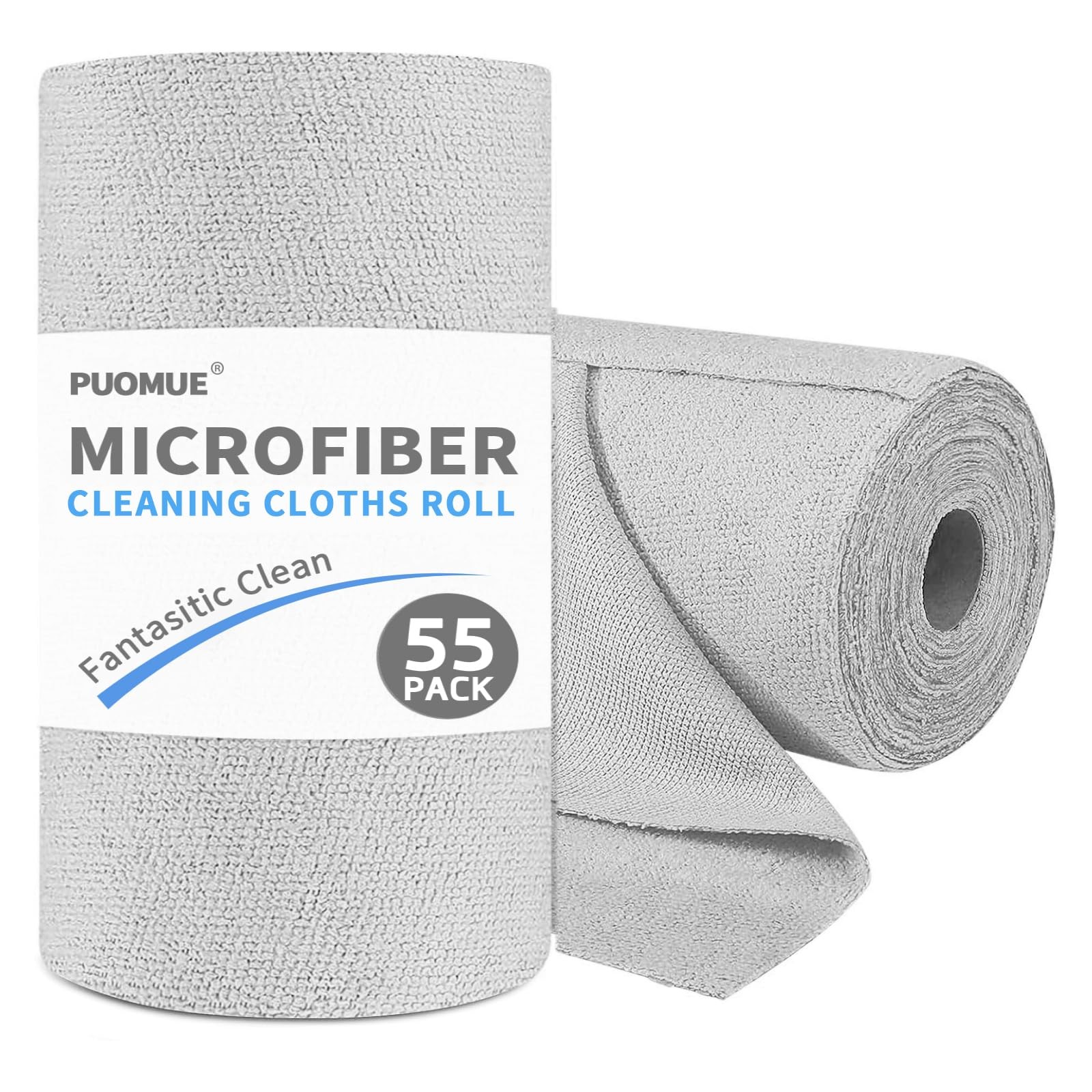 55 Pack Microfiber Cleaning Cloth Roll, Tear Away Reusable Paper Towels, 11″ …