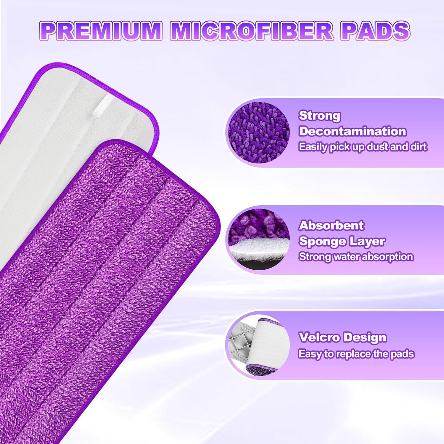 6 Pack Reusable Mop Pads for Swiffer PowerMop, Power Mop Pads 15” Microfiber Re