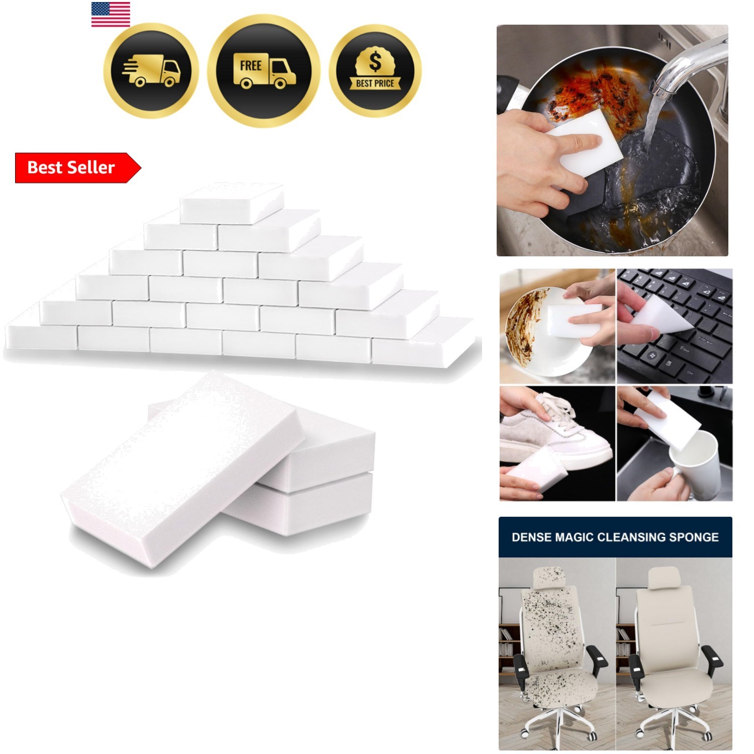 50 Pack Eraser Sponge Maigc Cleaning Sponge Eraser Melamine Sponges in Bulk B…