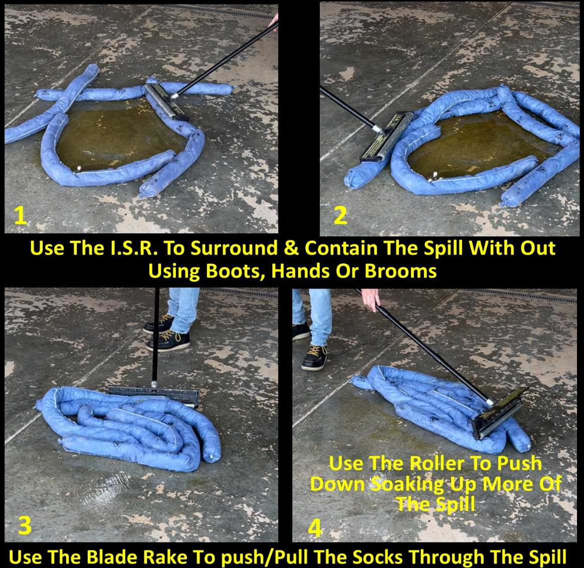 Industrial Spill Rake Oil Floor Dry Absorbent Granular Mats Pads Socks Cleanup