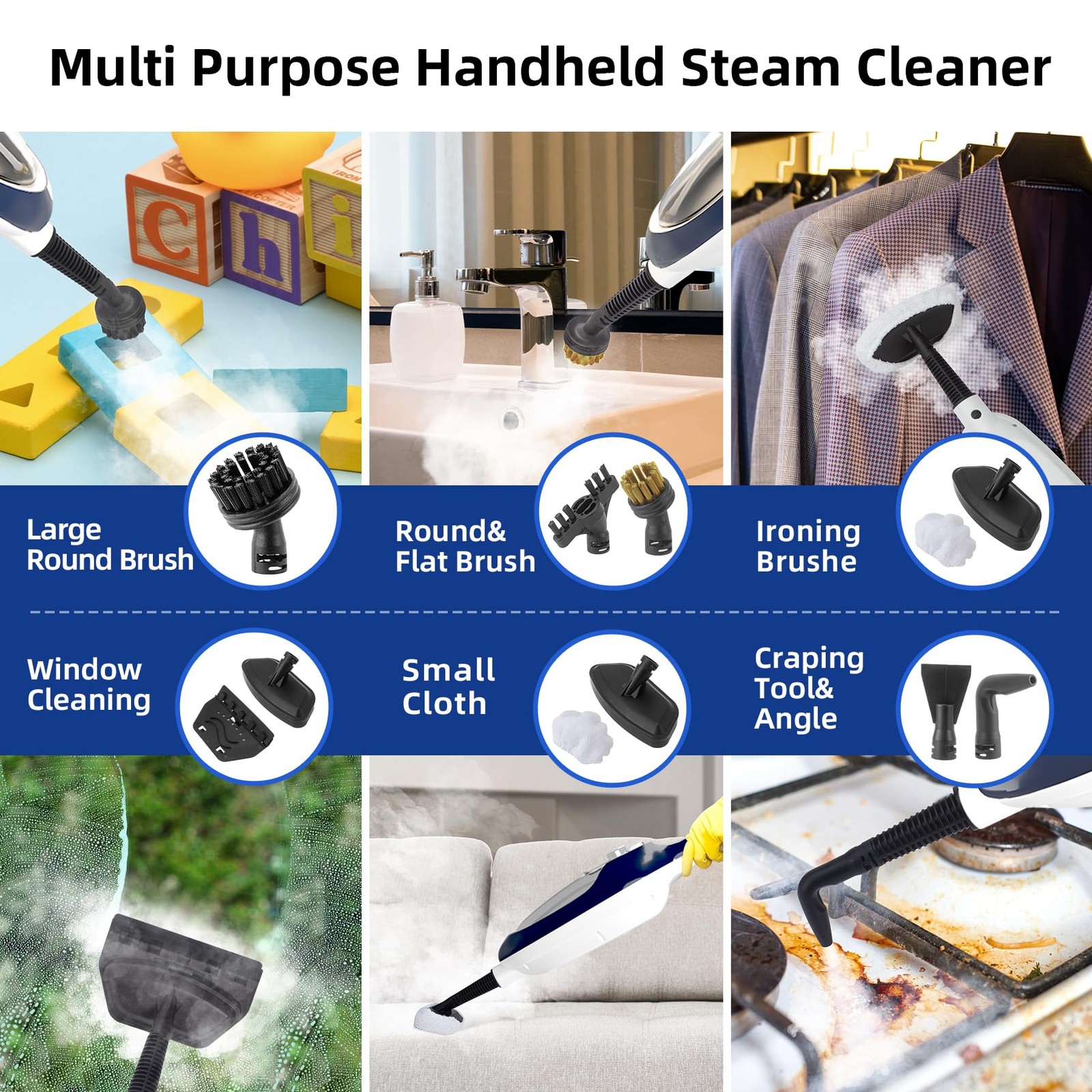 Steam Mop – 10-in-1 Floor Steamer Detachable MultiPurpose Handheld Steam Cleaner
