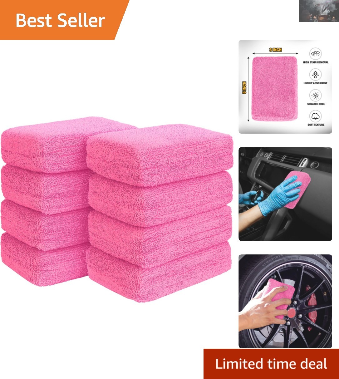 Lightweight Microfiber Applicator Pads – 8 Pack for Scratch-Free Car Detailing