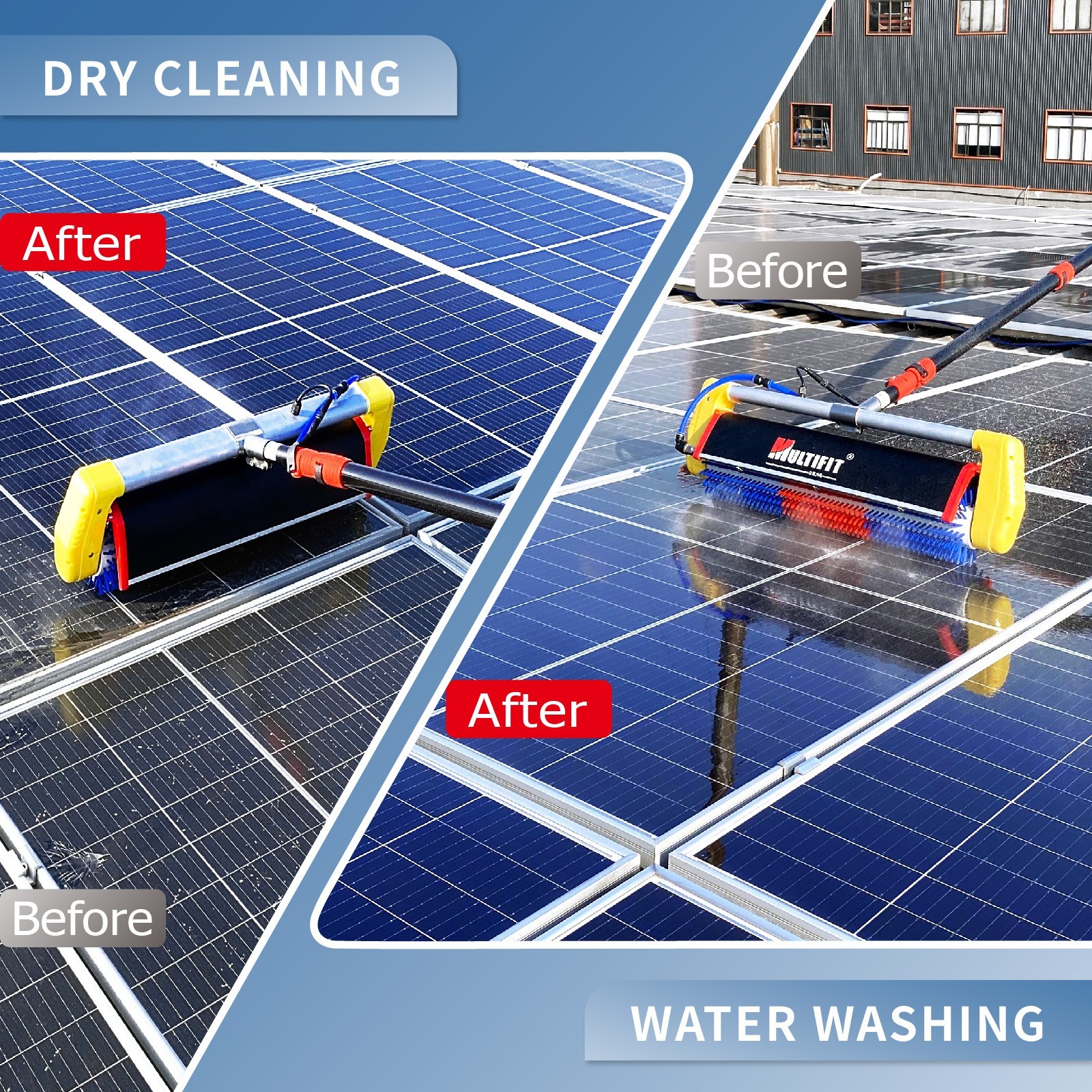 Solar Cleaning Roller Brush-18ft Water Fed Rod 360° forward and reverse rotation